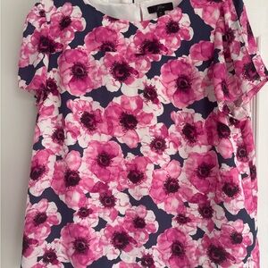 J Crew. Floral Pink and White Women's Top